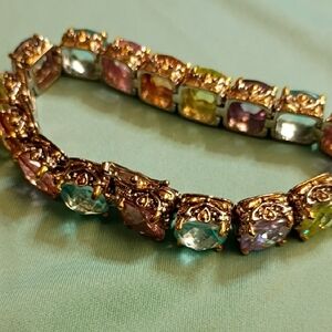 Vintage Multi Colored AB Rhinestones Inner Clasp Loose Dbl Clasp